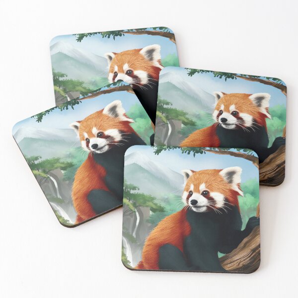 Aperçu de l'œuvre Panda roux, faune vibrante et art inspiré de la nature créée et vendue par WILDEVIOLET.