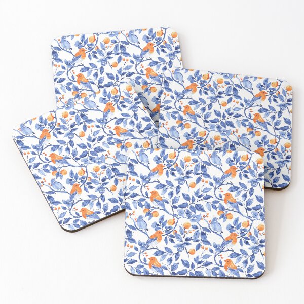 Item preview, Indian block print, finches among the trees designed and sold by SmarterThingz.