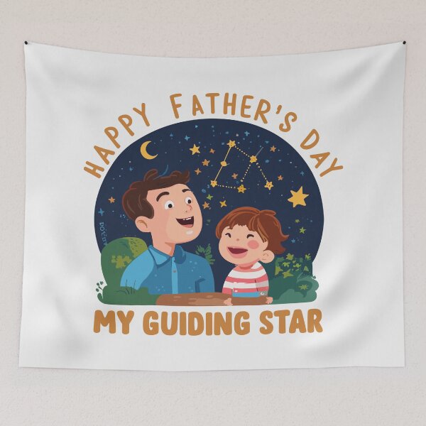 Item preview, Guiding Star Dad - Heartwarming Father's Day Stargazing Illustration designed and sold by HahaHandlesHub.