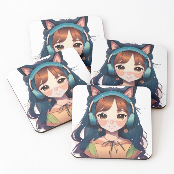 Item preview, Anime girl with headphones and cat ears designed and sold by smileykty.