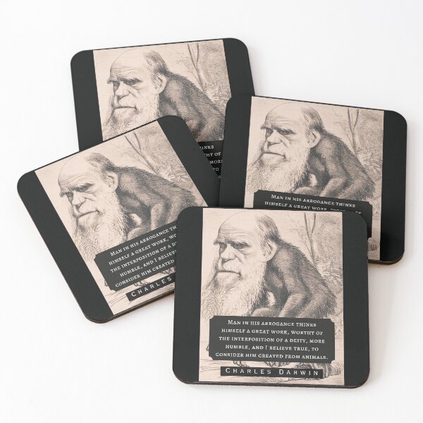 Item preview, Charles Darwin portrait and quote: Man in his arrogance thinks himself a great work, worthy of the interposition of a deity,  designed and sold by artbleed.