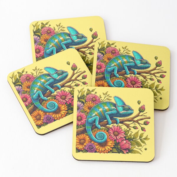 Item preview, Watercolor Chameleon Lizard Flowers Colorful Chameleon Lover -  designed and sold by PurpleLoveStore.