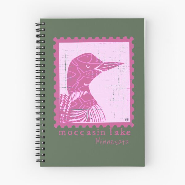 Item preview, Loon stamp pink sunset designed and sold by BehindBoe.