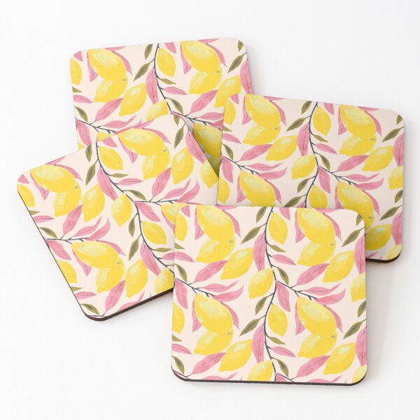 Item preview, Lemon and Pink Leaf - Summer Fruits Botanical designed and sold by Gourmet Neko Art | .