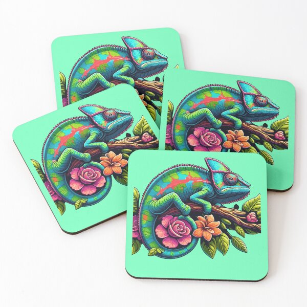 Item preview, Watercolor Chameleon Lizard Flowers Colorful Chameleon Lover -  designed and sold by PurpleLoveStore.