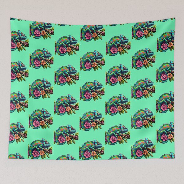 Item preview, Watercolor Chameleon Lizard Flowers Colorful Chameleon Lover -  designed and sold by PurpleLoveStore.