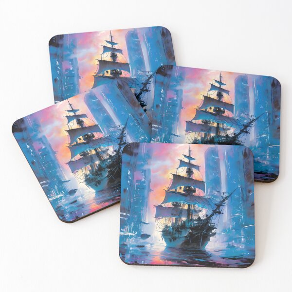 Item preview, Pirate Ship in a Futuristic Metropolis  designed and sold by deepglitchart.