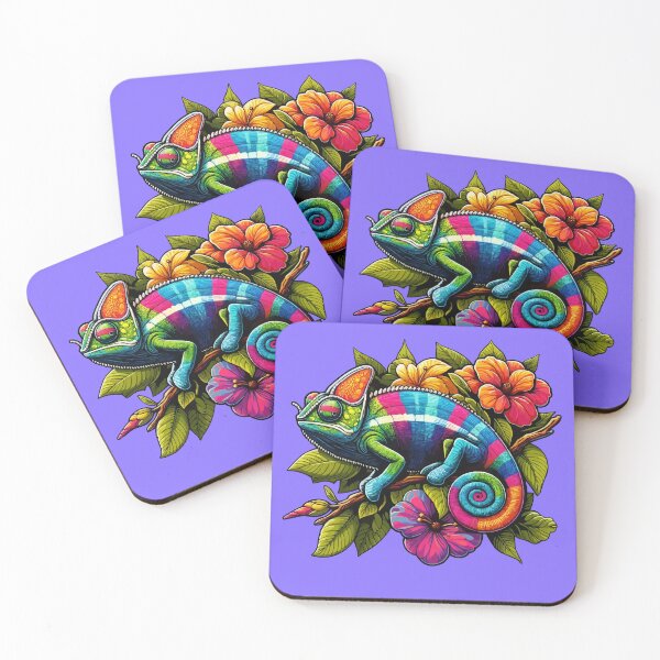 Item preview, Watercolor Chameleon Lizard Flowers Colorful Chameleon Lover -  designed and sold by PurpleLoveStore.