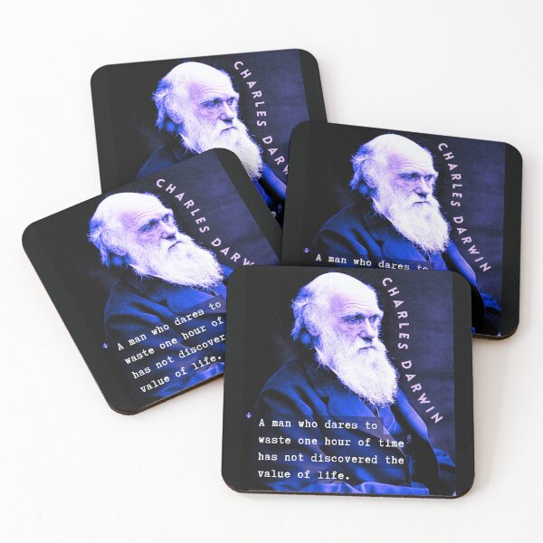 Item preview, Charles Darwin portrait and quote: A man who dares to waste one hour of time has not discovered the value of life. designed and sold by artbleed.