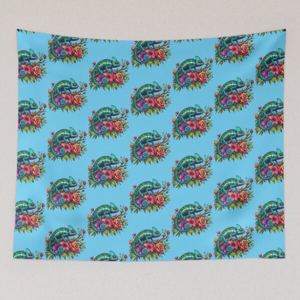 Item preview, Watercolor Chameleon Lizard Flowers Colorful Chameleon Lover -  designed and sold by PurpleLoveStore.
