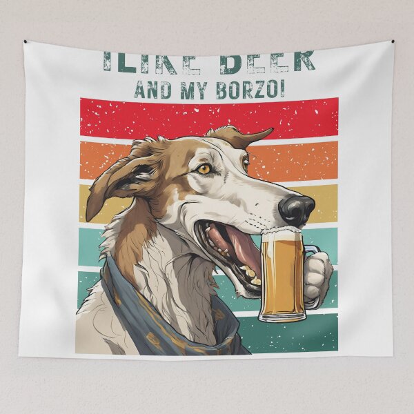 Item preview, Borzoi dog and beer "i like beer and my borzoi and maybe 2 people" designed and sold by GoodyPaws.