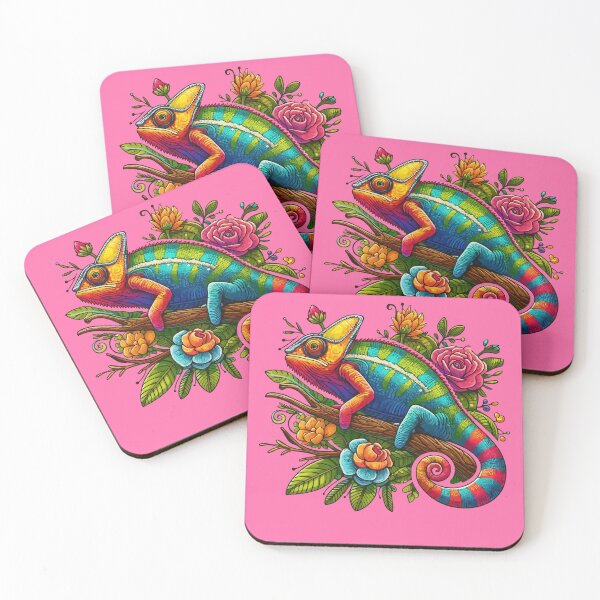 Item preview, Watercolor Chameleon Lizard Flowers Colorful Chameleon Lover -  designed and sold by PurpleLoveStore.