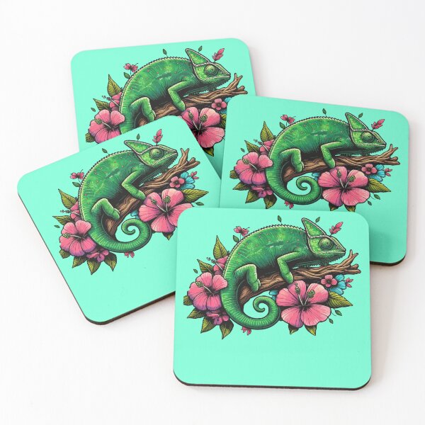 Item preview, Copy of Watercolor Chameleon Lizard Flowers Colorful Chameleon Lover -  designed and sold by PurpleLoveStore.