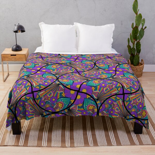 Item preview, French Country Florals Tangle Psychedelic Rainbow Art Deco Fans designed and sold by Triplicate Limited.
