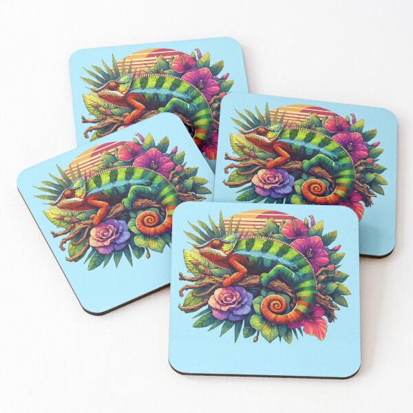Item preview, Watercolor Chameleon Lizard Flowers Colorful Chameleon Lover -  designed and sold by PurpleLoveStore.
