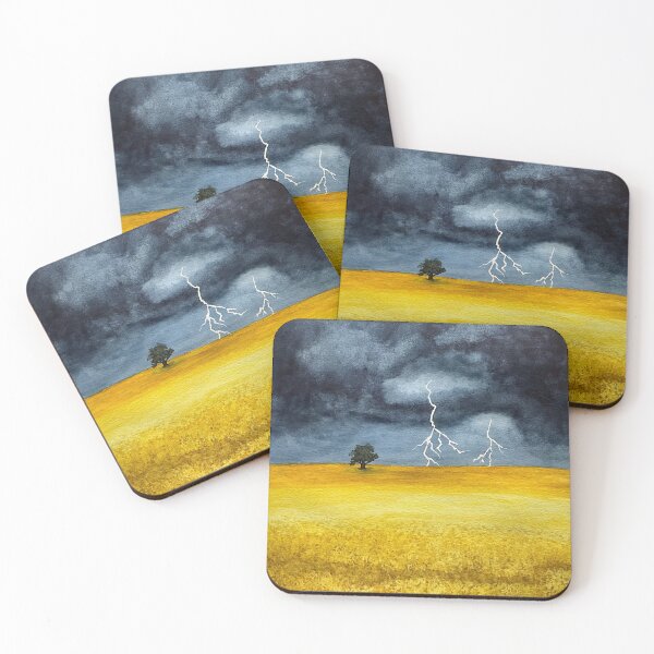 Item preview, Hand painted watercolor Prairie Storm in Canola field designed and sold by Jackies-art.