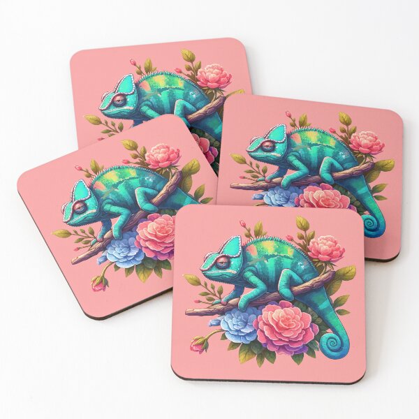 Item preview, Watercolor Chameleon Lizard Flowers Colorful Chameleon Lover -  designed and sold by PurpleLoveStore.