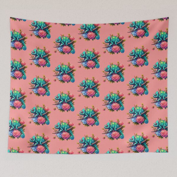 Item preview, Watercolor Chameleon Lizard Flowers Colorful Chameleon Lover -  designed and sold by PurpleLoveStore.