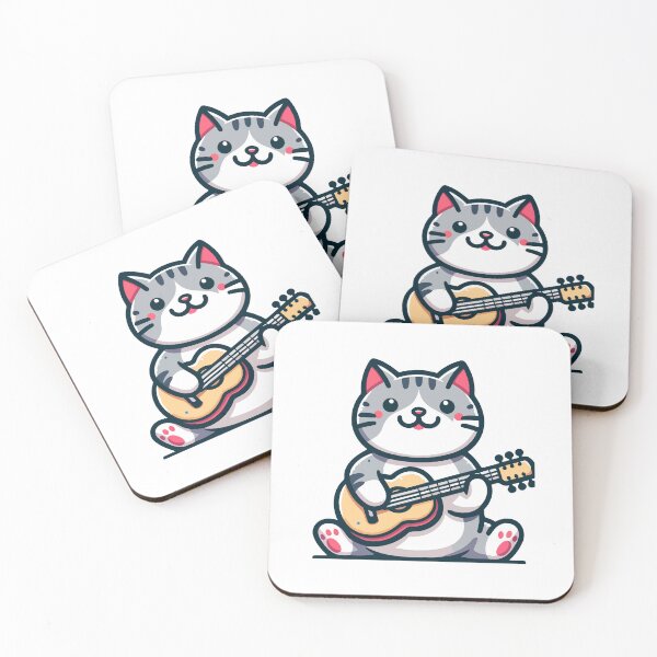Item preview, Musical Cat with Guitar - Cute and Whimsical Animal designed and sold by Akioos.