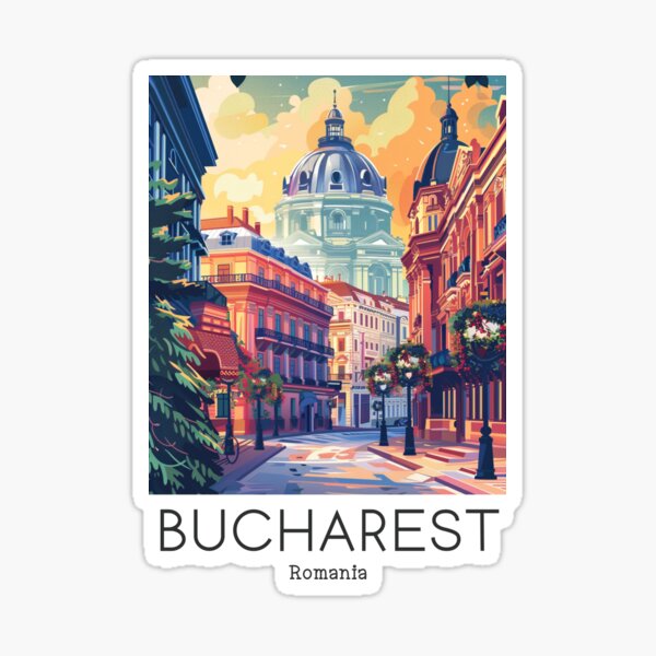 Item preview,  A Vintage Travel Illustration of Bucharest - Romania  designed and sold by GoodOldVintage.