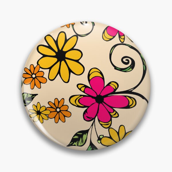 Aperçu de l'œuvre Jolies petites marguerites jaunes et roses Doodle créée et vendue par patternsbyposh.