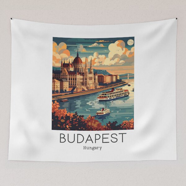 Item preview, A Vintage Travel Illustration of Budapest - Hungary  designed and sold by GoodOldVintage.