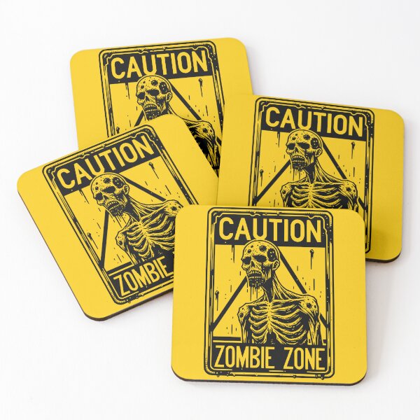 Artikelvorschau, Achtung Zombie Zone Schild Schwarz entworfen und verkauft von PrintSoulDesign.