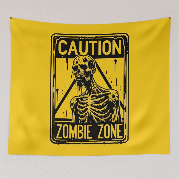 Item preview, Caution Zombie Zone Sign Black designed and sold by PrintSoulDesign.