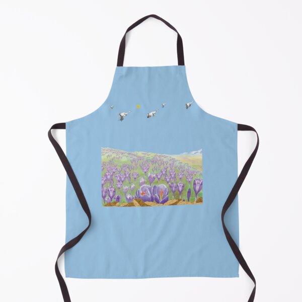 Item preview, Purple Crocus Flowers Spring Hill and Flock Of White Storks Flying designed and sold by Julia Doria.