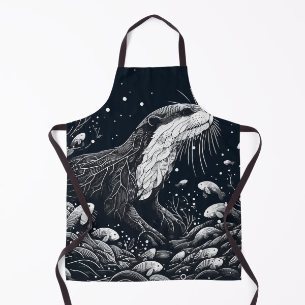 Item preview, Monochromatic Outline Otter Swimming Underwater World designed and sold by TomFrontierArt.