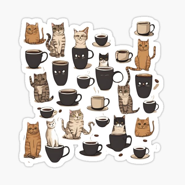 Item preview, Cats and Coffee Pattern designed and sold by triharder12.