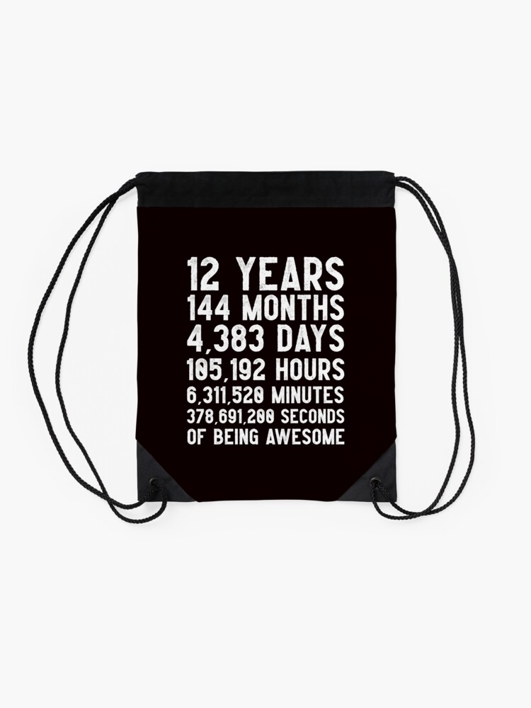 Alternate view of 12th Birthday Countdown T-Shirt Funny Gift Birthday Gift 12 Year Olds | Happy Birthday 12 Years Old | Gift for 12 Year Olds Drawstring Bag