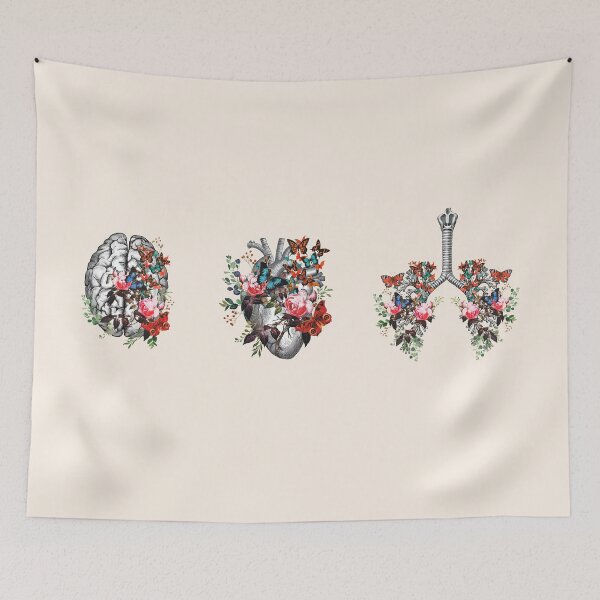 Item preview, A set of human organ, lungs, heart and brain, lung, heart, brain, anatomy, medicine, organ, medical, pulmonology, cardiology, neurology, anatomical, science, scientist designed and sold by Collagedream.