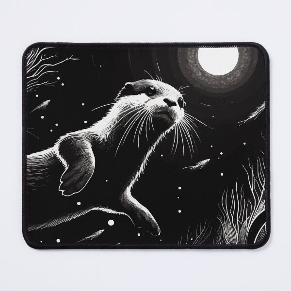 Item preview, Monochromatic Outline Otter In Underwater World designed and sold by TomFrontierArt.