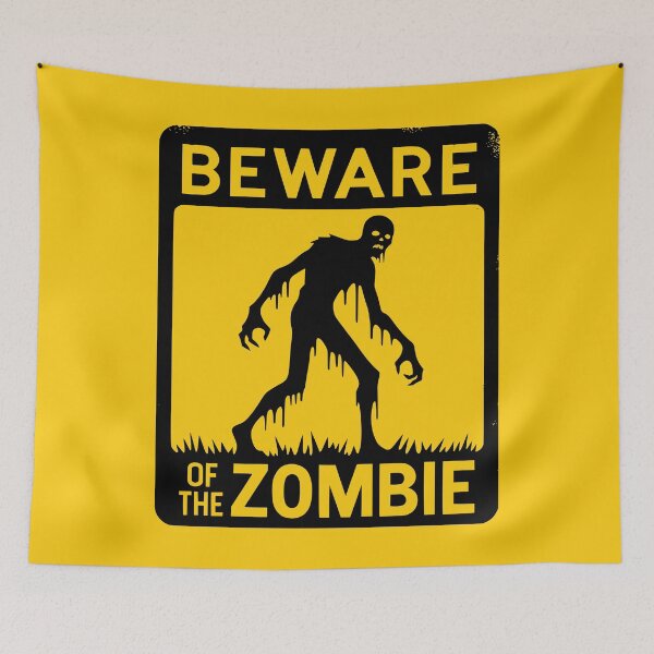 Artikelvorschau, Vorsicht vor dem Zombie-Schild, schwarz entworfen und verkauft von PrintSoulDesign.