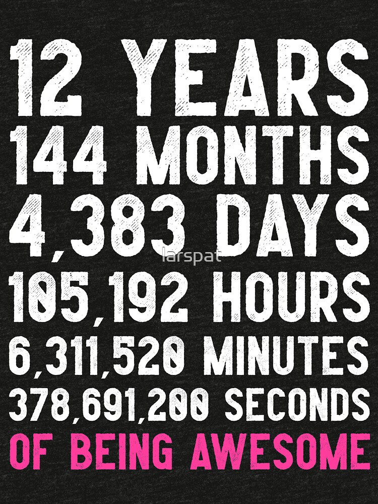 "Girls 12th Birthday Countdown TShirt Funny Gift Birthday Gift 12 Year