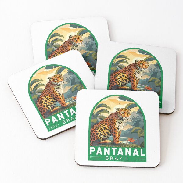Item preview, Pantanal Brazil Jaguar Travel Art Emblem designed and sold by KrisSidDesigns.