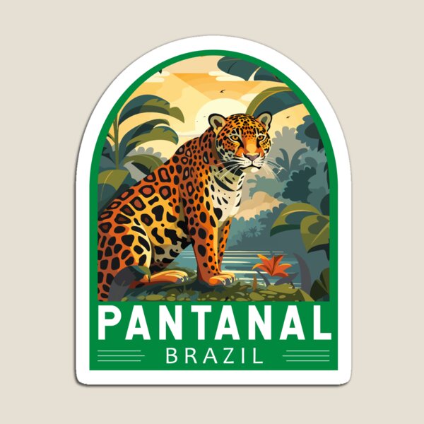 Artikel-Vorschau von Pantanal Brasilien Jaguar Reisekunst Emblem, designt und verkauft von KrisSidDesigns.