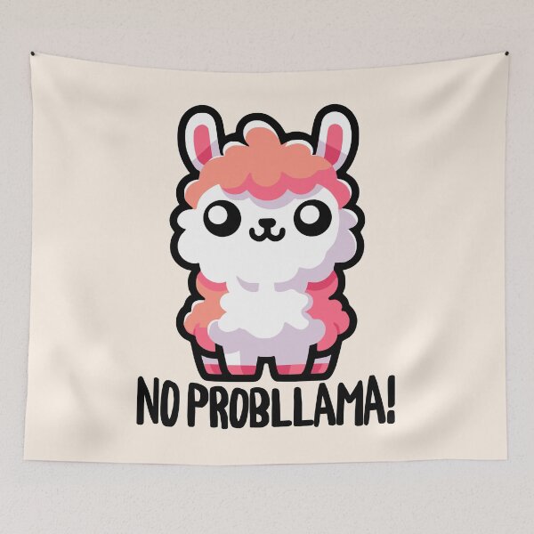Item preview, No Probllama! Cute Llama Pun designed and sold by PMCreative.