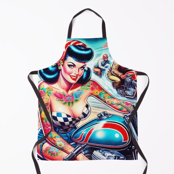 Item preview, Retro Motorcycle Racing Girl designed and sold by PulpVintage.
