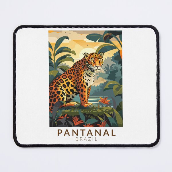 Item preview, Pantanal Brazil Jaguar Travel Art Vintage designed and sold by KrisSidDesigns.