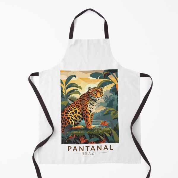 Item preview, Pantanal Brazil Jaguar Travel Art Vintage designed and sold by KrisSidDesigns.