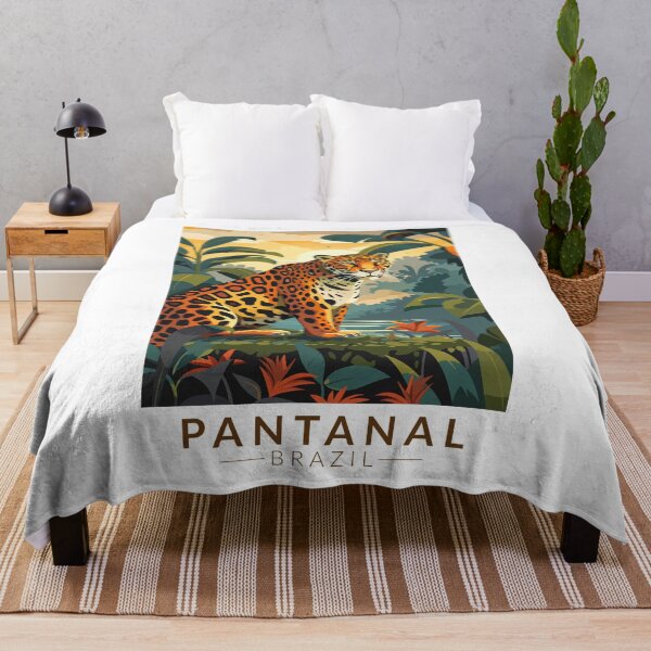 Item preview, Pantanal Brazil Jaguar Travel Art Vintage designed and sold by KrisSidDesigns.