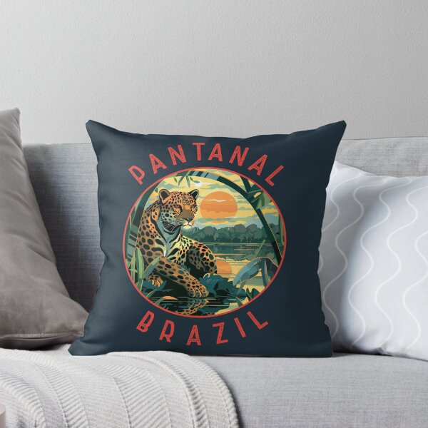 Item preview, Pantanal Brazil Jaguar Retro Distressed Circle designed and sold by KrisSidDesigns.