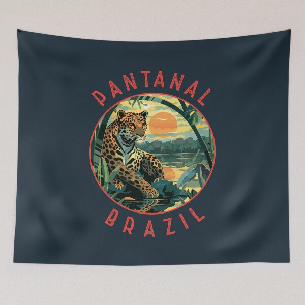 Item preview, Pantanal Brazil Jaguar Retro Distressed Circle designed and sold by KrisSidDesigns.