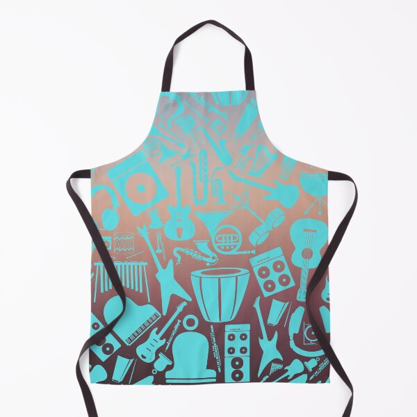 Item preview, Brown Gradient & Turquoise Collage Of Musical Instruments designed and sold by BrightrDayMusicArt.