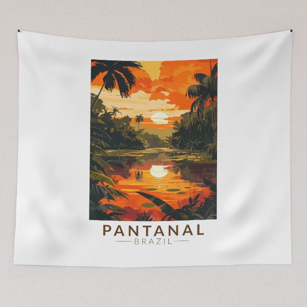 Item preview, Pantanal Brazil Sunset Travel Art Vintage designed and sold by KrisSidDesigns.