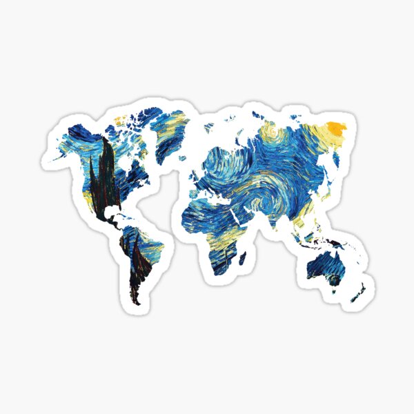 Van Gogh Starry Night World Map Sticker
