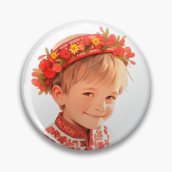 Item preview, Cute Little Ukrainian Boy Portrait in floral wreath and traditional clothes and Ukrainian embroidery Ukrainian ornament designed and sold by DariyaDell.