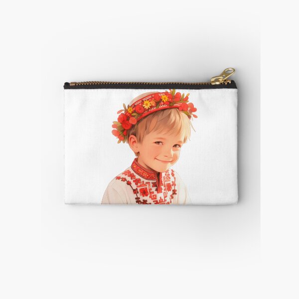 Item preview, Cute Little Ukrainian Boy Portrait in floral wreath and traditional clothes and Ukrainian embroidery Ukrainian ornament designed and sold by DariyaDell.